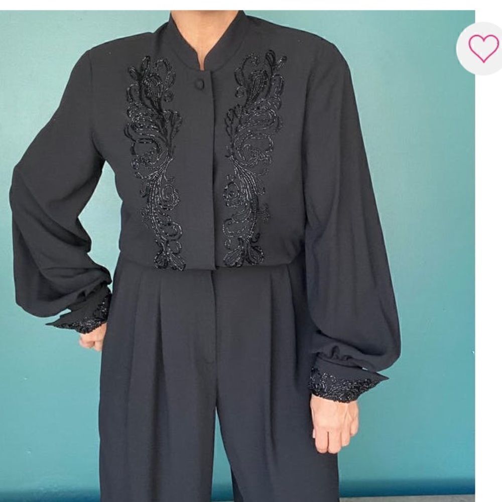 Vintage 1990s Liz Claiborne Beaded Jumpsuit | Size 16